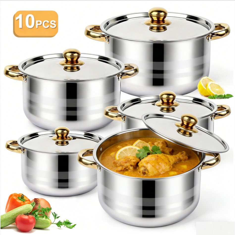 Stainless Steel Pot Set Modern - Home Cooking Cookbook recension och pris
